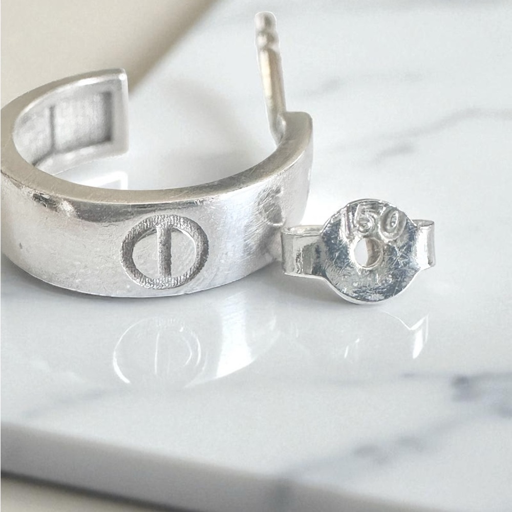 18k Real Solid White Gold Earrings - Picture 2 of 7